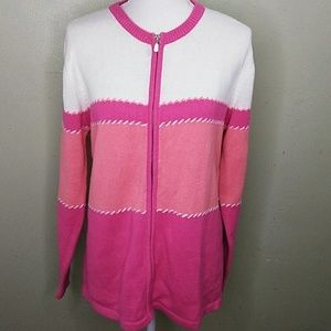 Stitches in Time Zip Front Color Block Cardigan - M - NWOT